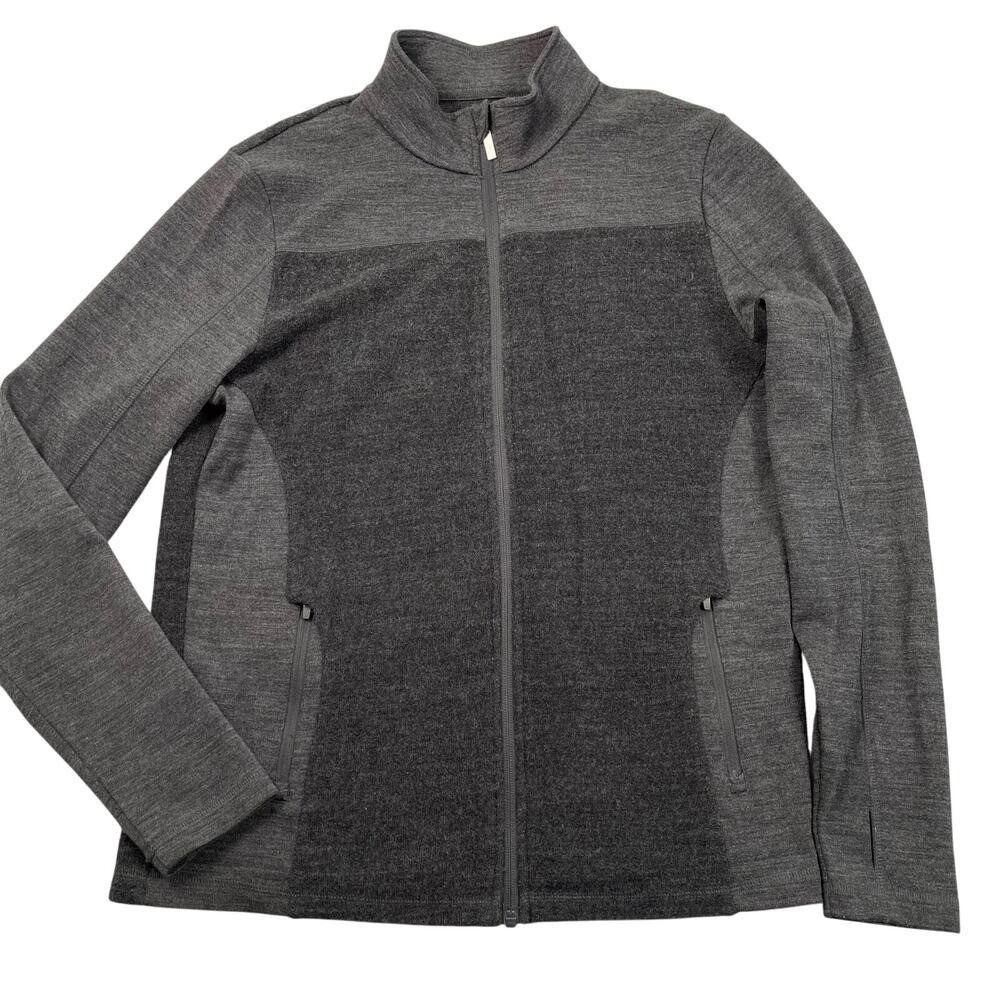 Crane Jacket Womens Medium Gray Merino Wool‎ Blend Full Zip Mock Neck Pockets